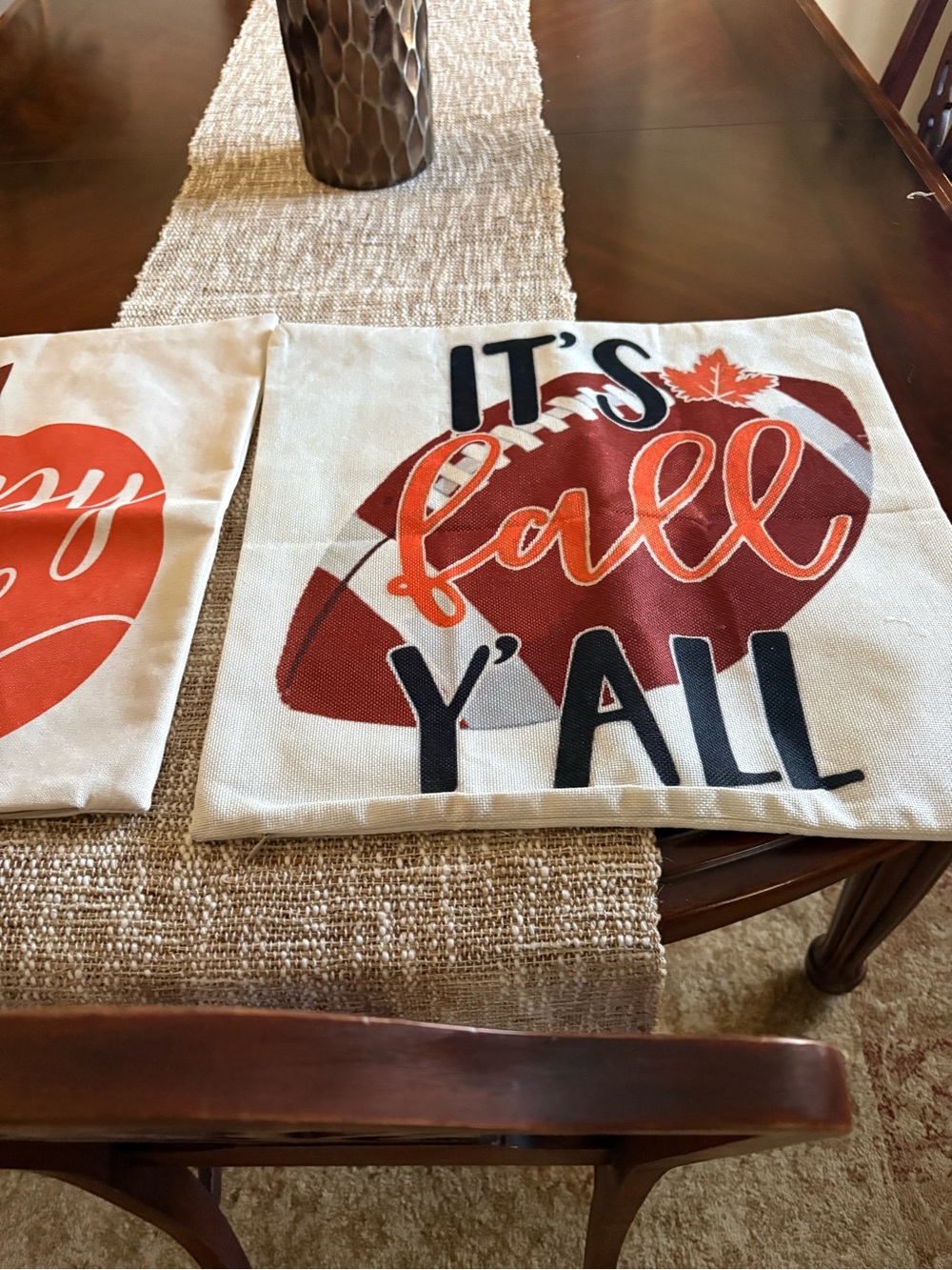 Fall Y'All Decorative Pillow Cover in Orange and Black 2
